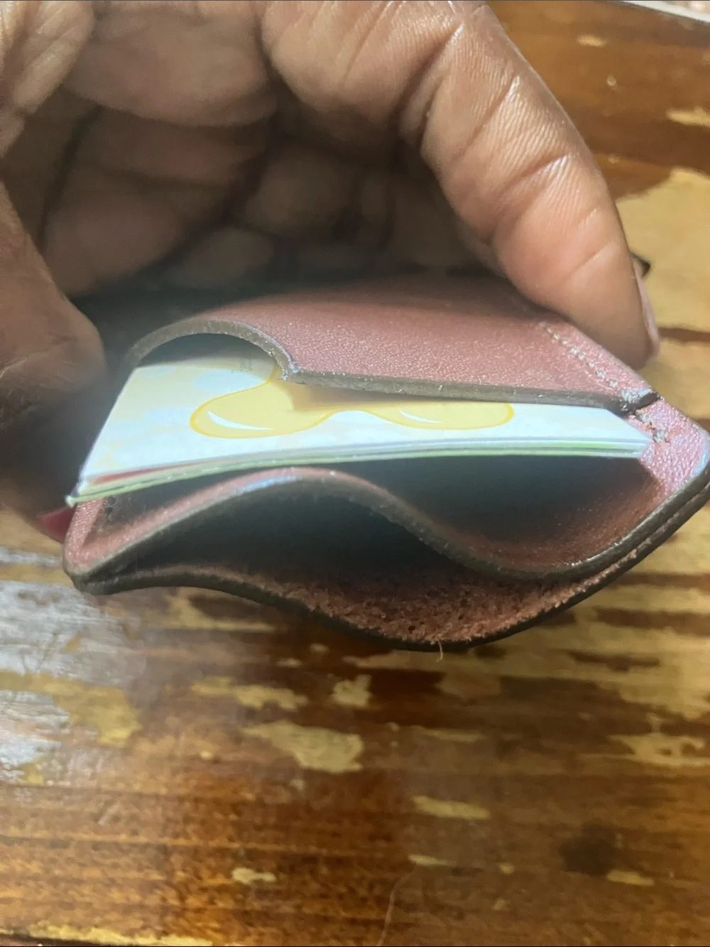 Brown Genuine Leather Card Sleeve Wallet - Slim Mens Card Holder